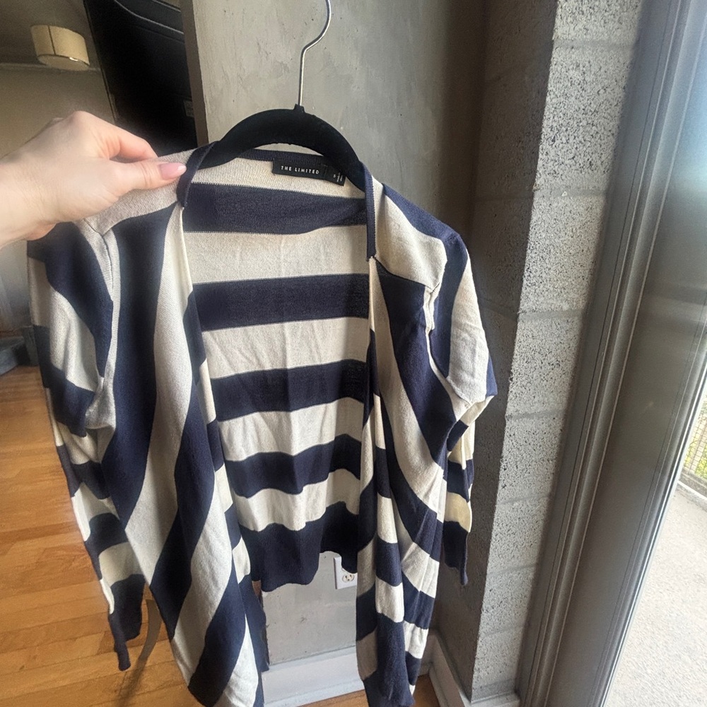 The Limited Striped Navy and Cream Cardigan
